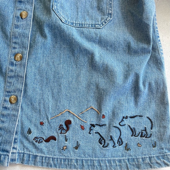 Vintage Christopher & Banks Denim Long Sleeve Noah’s Ark Button Down Shirt - Picture 6 of 8